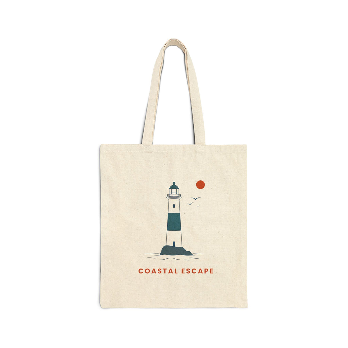 "Coastal Escape" Tote Bag, Lighthouse Canvas Beach Shopper