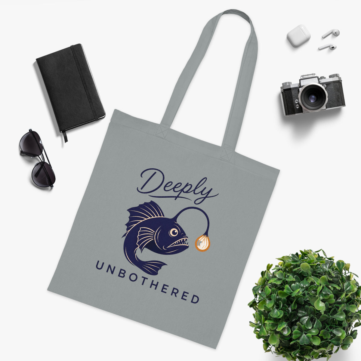 "Deeply Unbothered" Angler Fish Cotton Tote Bag