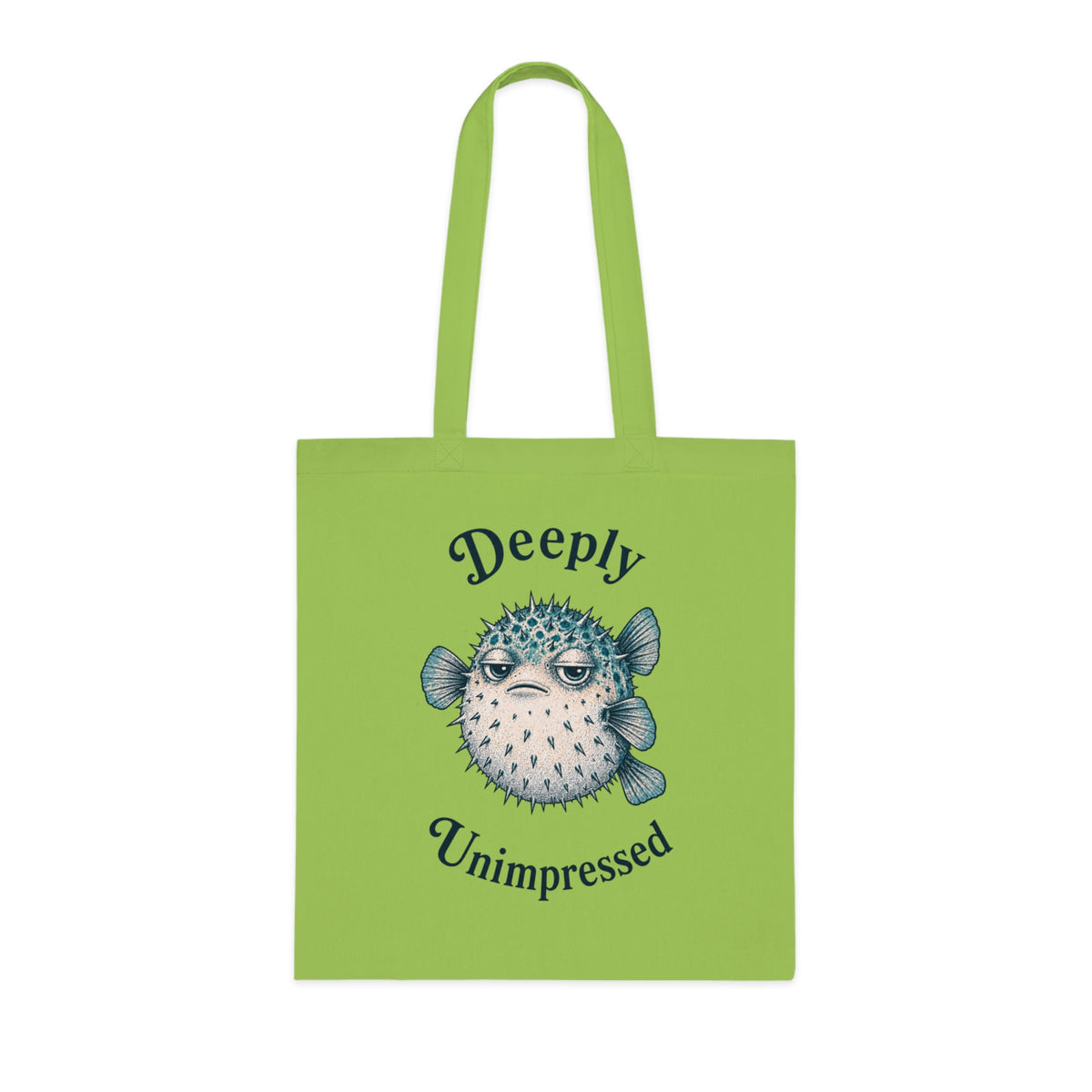 "Deeply Unimpressed" Pufferfish Cotton Tote Bag