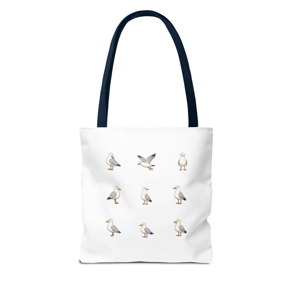 Seagull Pattern Tote Bag, Cute Coastal Beach Tote