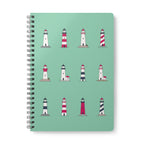 Lighthouse Pattern A5 Spiral Notebook - Green