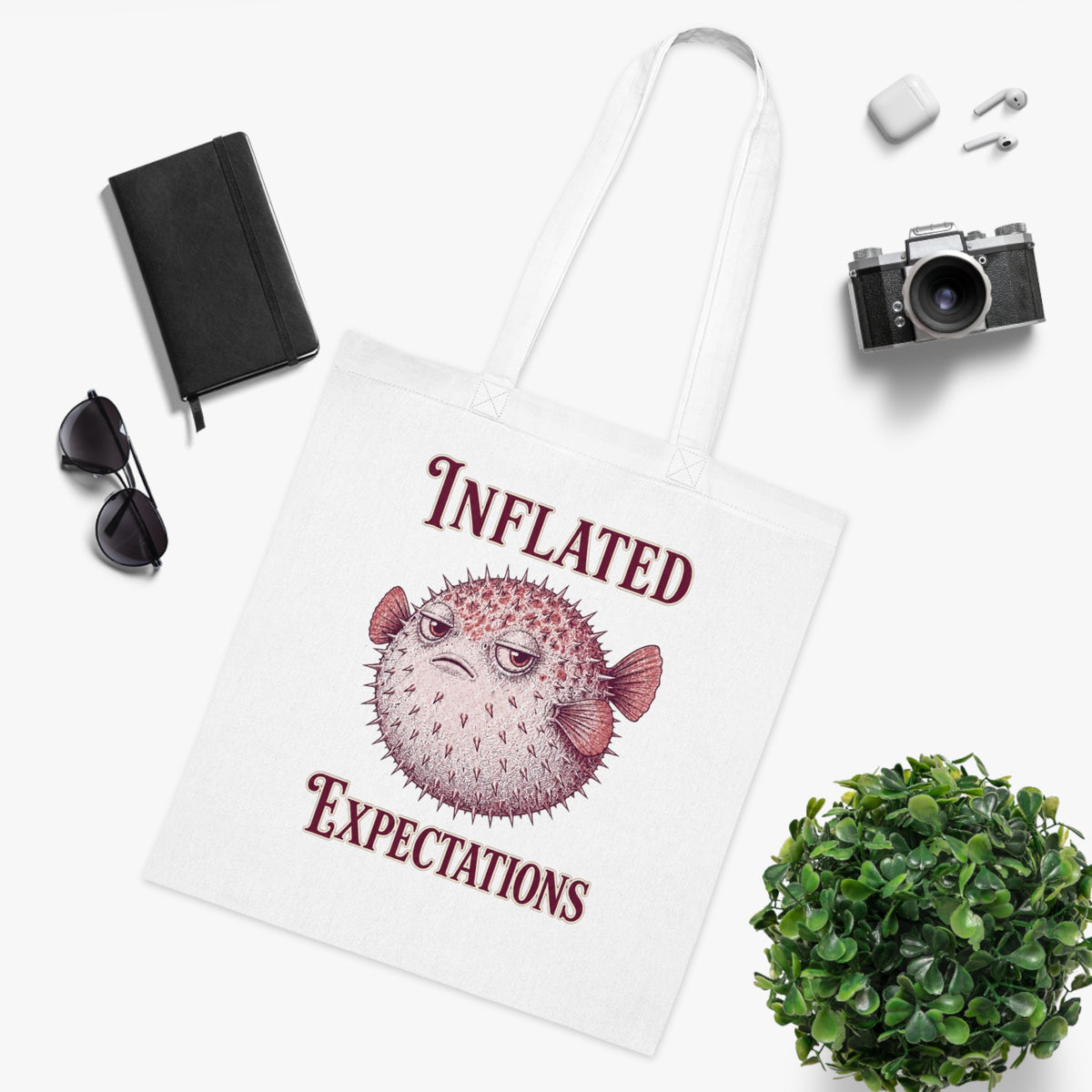 "Inflated Expectations" Pufferfish Tote Bag