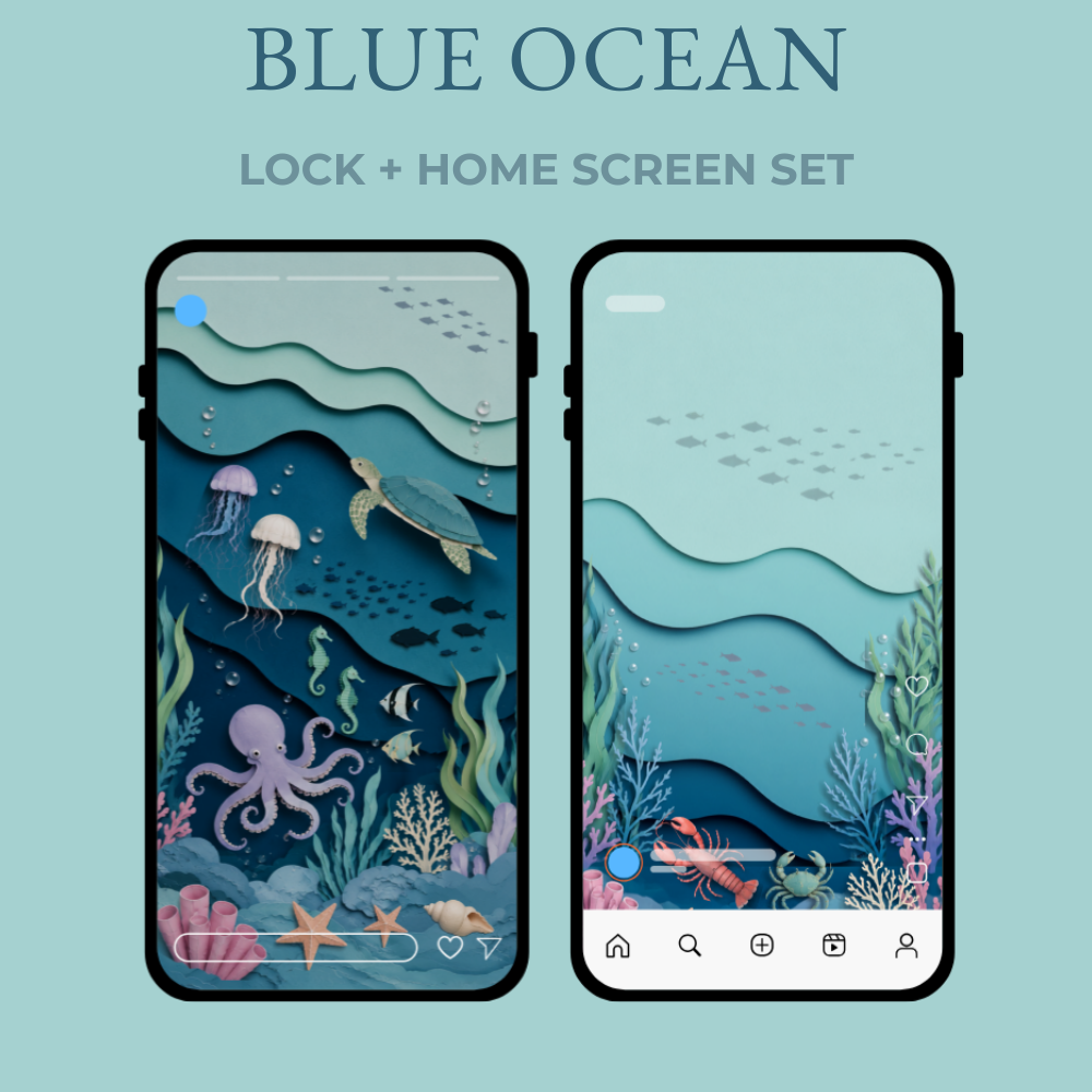 Ocean Phone Wallpaper Bundle, 5 Coastal Lock & Home Screen Sets