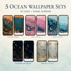 Ocean Phone Wallpaper Bundle, 5 Coastal Lock & Home Screen Sets