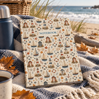 Autumn Coastal Hardcover Journal, Lined Nautical Notebook with Lighthouses and Sailboats