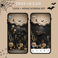 Coastal Halloween Phone Wallpaper Set – Dark Ocean Lock & Home Screens